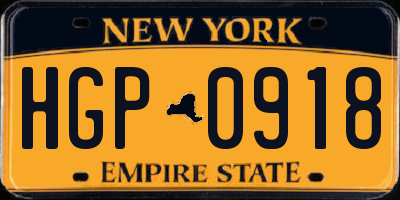 NY license plate HGP0918