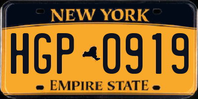 NY license plate HGP0919