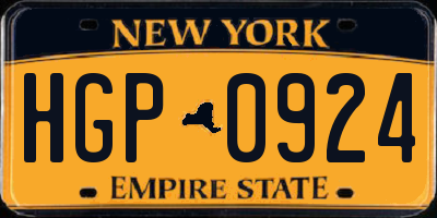 NY license plate HGP0924