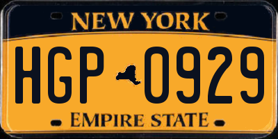 NY license plate HGP0929