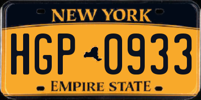 NY license plate HGP0933