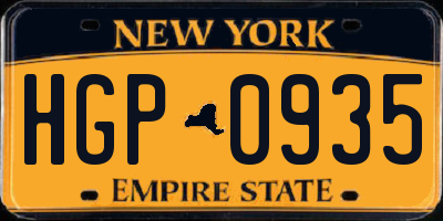 NY license plate HGP0935