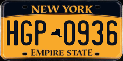 NY license plate HGP0936