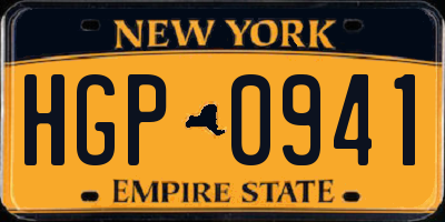 NY license plate HGP0941