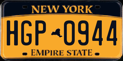 NY license plate HGP0944