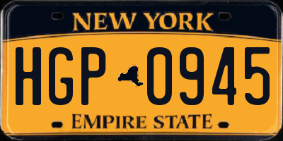 NY license plate HGP0945