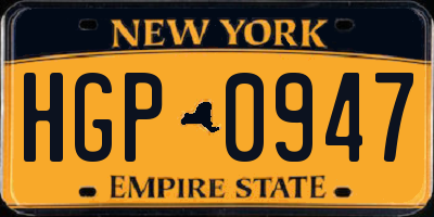 NY license plate HGP0947