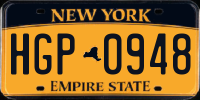 NY license plate HGP0948