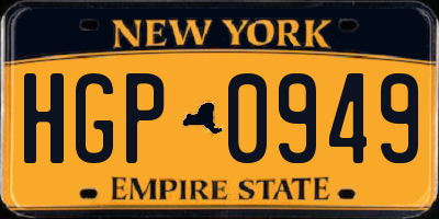 NY license plate HGP0949