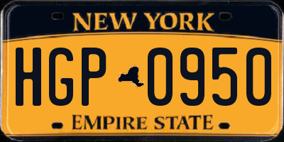 NY license plate HGP0950