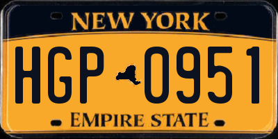 NY license plate HGP0951