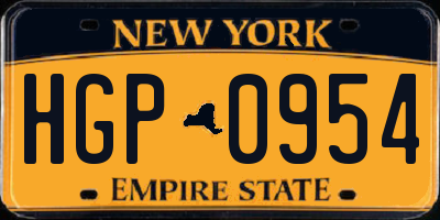 NY license plate HGP0954