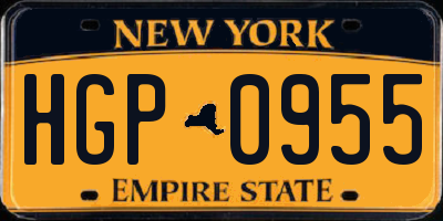 NY license plate HGP0955