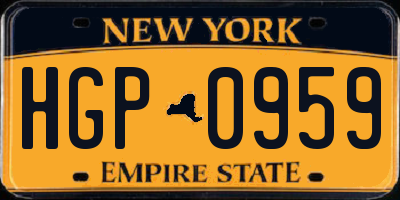 NY license plate HGP0959