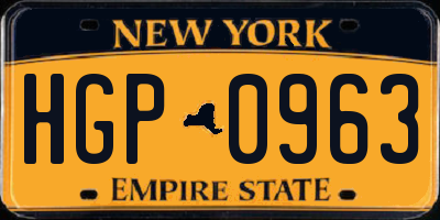 NY license plate HGP0963