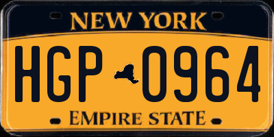 NY license plate HGP0964