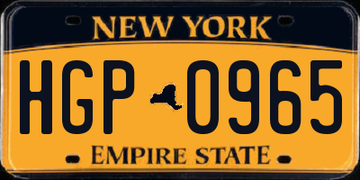 NY license plate HGP0965