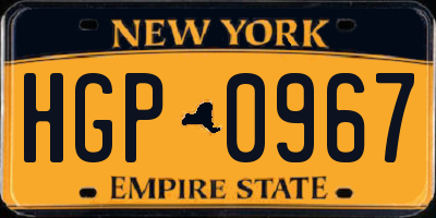 NY license plate HGP0967