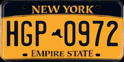 NY license plate HGP0972