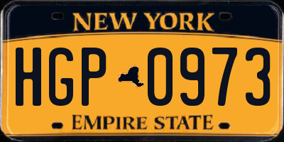 NY license plate HGP0973