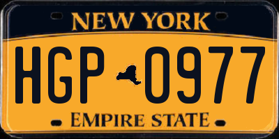 NY license plate HGP0977