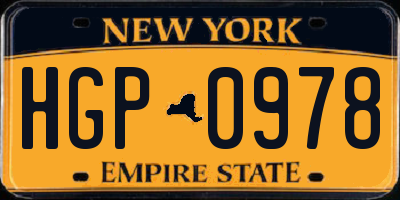 NY license plate HGP0978