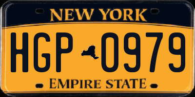 NY license plate HGP0979