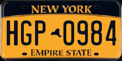 NY license plate HGP0984