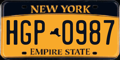 NY license plate HGP0987