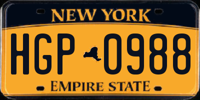 NY license plate HGP0988