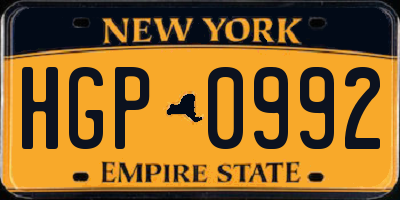 NY license plate HGP0992