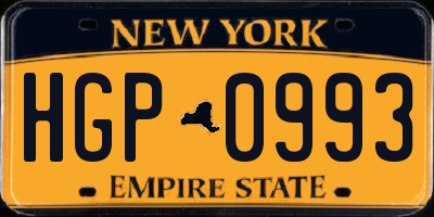 NY license plate HGP0993