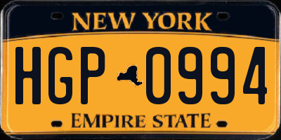 NY license plate HGP0994