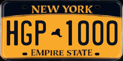 NY license plate HGP1000