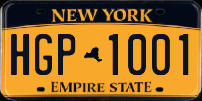 NY license plate HGP1001