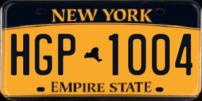 NY license plate HGP1004