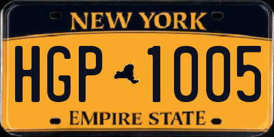 NY license plate HGP1005