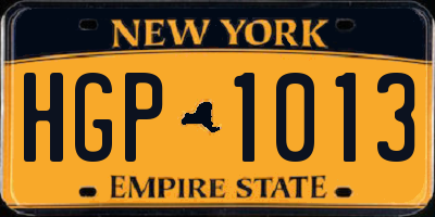 NY license plate HGP1013