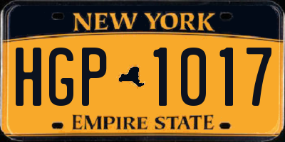 NY license plate HGP1017