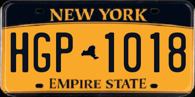 NY license plate HGP1018