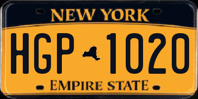 NY license plate HGP1020