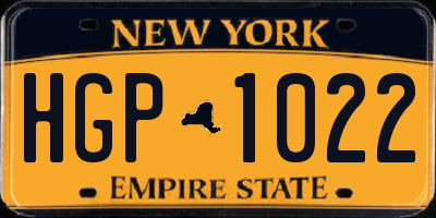 NY license plate HGP1022