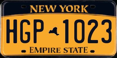 NY license plate HGP1023