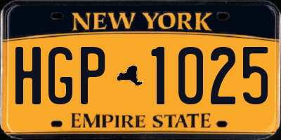 NY license plate HGP1025