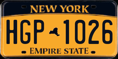 NY license plate HGP1026