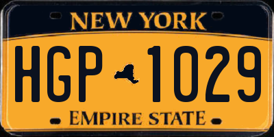 NY license plate HGP1029