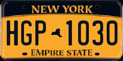 NY license plate HGP1030