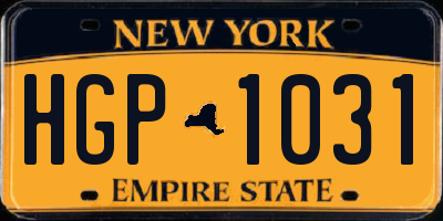 NY license plate HGP1031