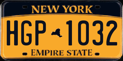 NY license plate HGP1032