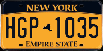 NY license plate HGP1035